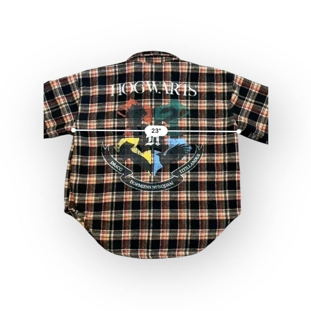 HARRY POTTER Womens HOGWARTS Flannel Plaid Pocket Shirt Jacket Wool Blend Sz M​​ - Picture 6 of 12